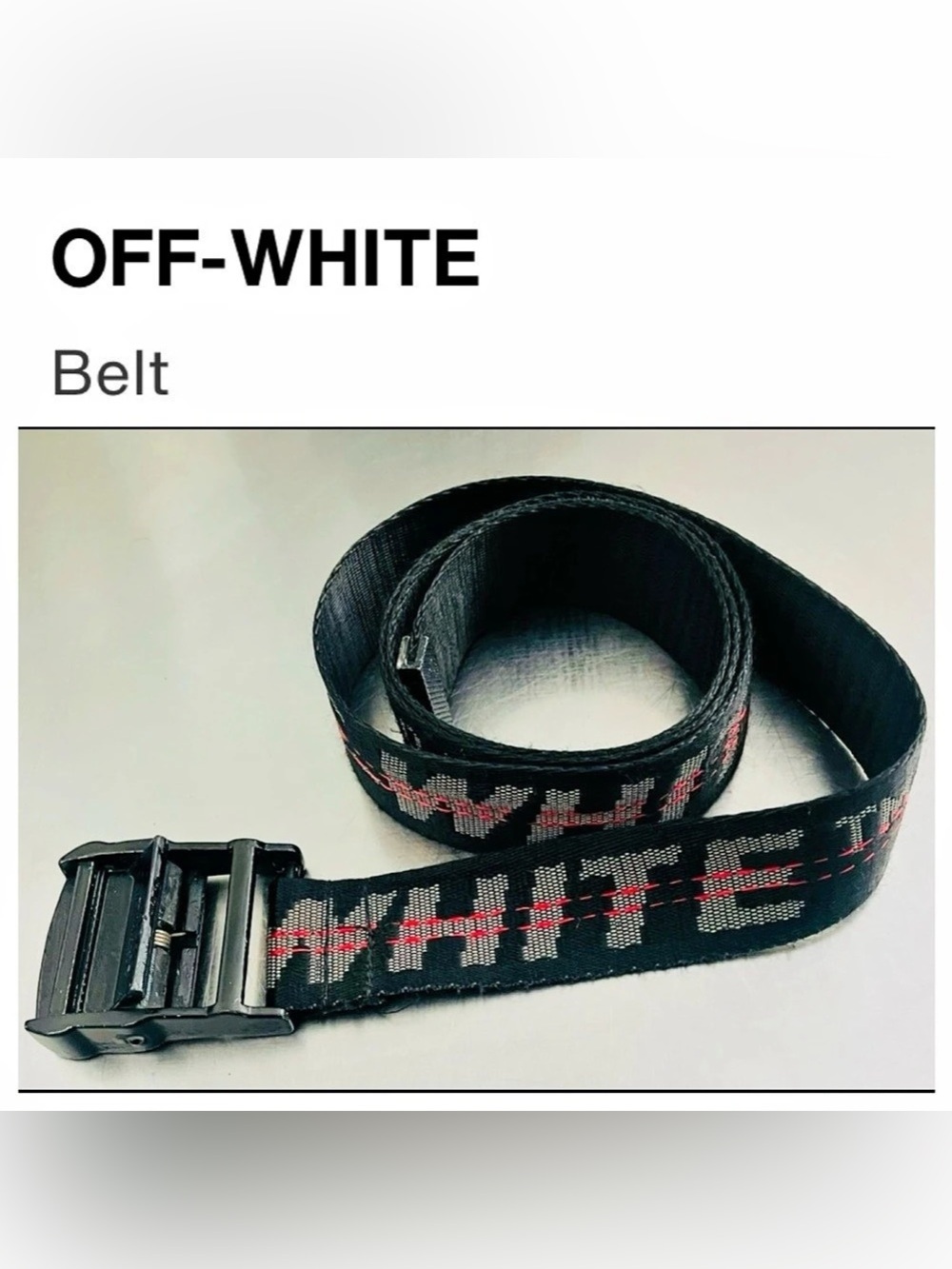 Off-WHITE Belt Classic Industrial Webbing Belt Black & Red